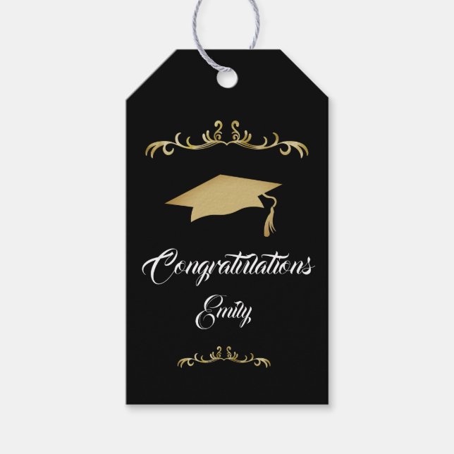 Elegant Guld Ornament Grattis Student Presentetikett (Framsidan)