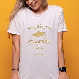Elegant Guld Ornament Grattis Student T Shirt