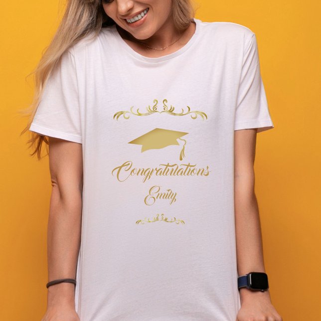 Elegant Guld Ornament Grattis Student T Shirt (Skapare uppladdad)