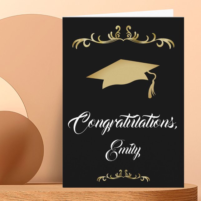 Elegant Guld Ornament Grattis Studenten Kort (Skapare uppladdad)