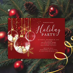 Elegant Guld Ornament jul Party Inbjudningar