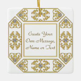 Elegant Guld Ornamental Gräns med diamantaccent Julgransprydnad Keramik