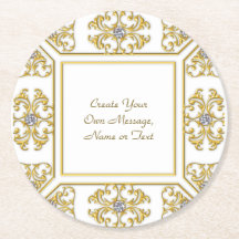 Elegant Guld Ornamental Gräns med diamantaccent