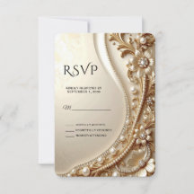 Elegant Guld Ornamenterad Blommig RSVP-kort