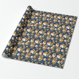 Elegant Guld Ornaments and Stars Wrapping Papper Presentpapper