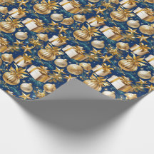 Elegant Guld Ornaments and Stars Wrapping Papper