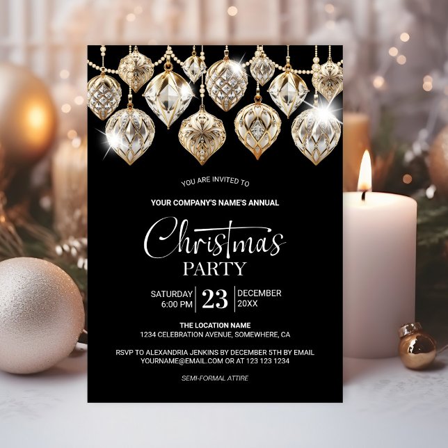 Elegant Guld Ornaments korprund jul Party Inbjudningar (Skapare uppladdad)