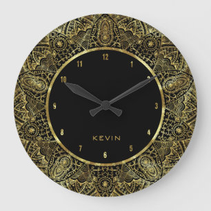 Elegant Guld Ornante Snöre Circle Ram Stor Klocka