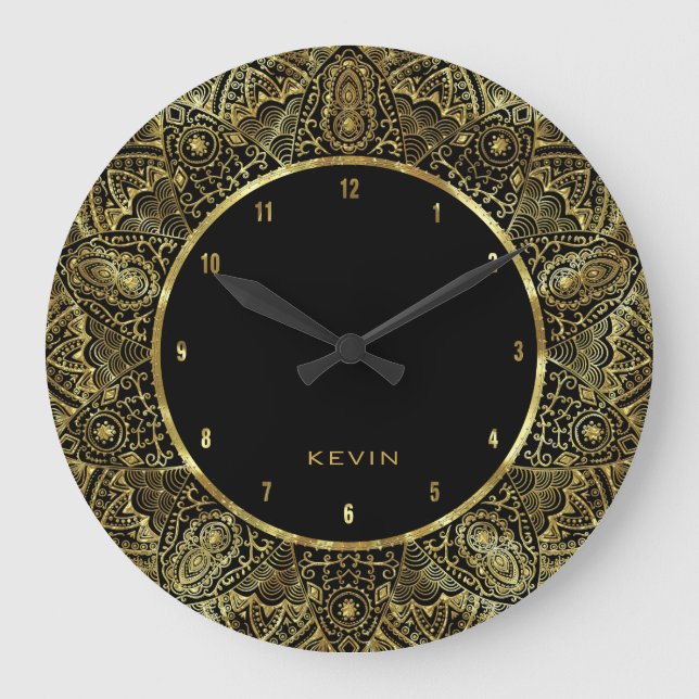 Elegant Guld Ornante Snöre Circle Ram Stor Klocka (Framsida)