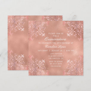 Elegant Guld Ornate Blommigt Quinceañera Inbjudningar