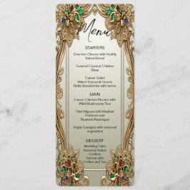 Elegant Guld Ornate Bröllop Menu Meny