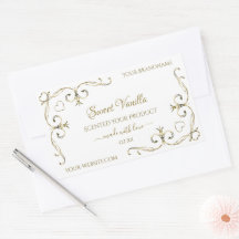 Elegant Guld Ornate Corners på vit produktetikett