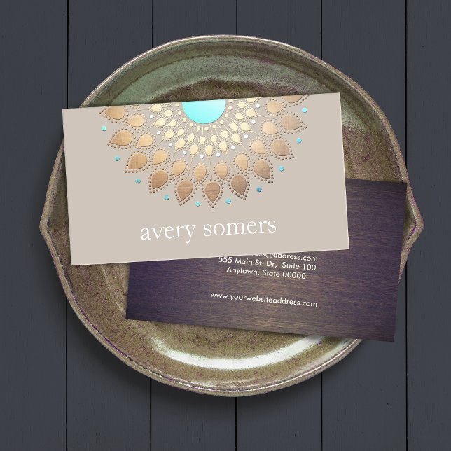 Elegant Guld Ornate Lotus Mandala Natural Health Visitkort (Skapare uppladdad)