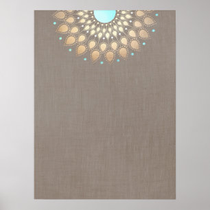 Elegant Guld Ornate Lotus Mandala Poster