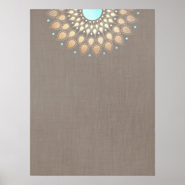 Elegant Guld Ornate Lotus Mandala Poster (Framsidan)