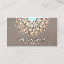 Elegant Guld Ornate Lotus Mandala Taupe Linen look