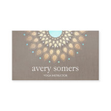 Elegant Guld Ornate Lotus Mandala Taupe Linen look