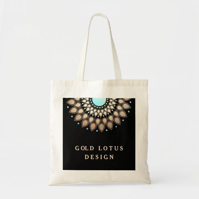 Elegant Guld Ornate Lotus Mandala Tygkasse (Framsidan)