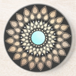 Elegant Guld Ornate Lotus Mandala Underlägg Sandsten