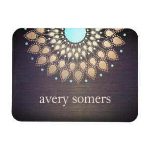 Elegant Guld Ornate Lotus Mandala Wood Magnet