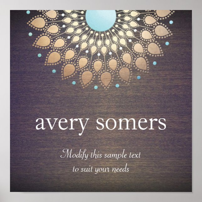 Elegant Guld Ornate Lotus Mandala Wood Poster (Framsidan)