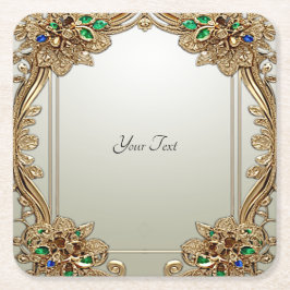 Elegant Guld Ornate Papper Underlägg