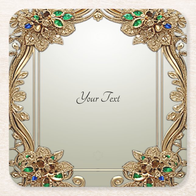 Elegant Guld Ornate Papper Underlägg Kvadrat (Framsidan)