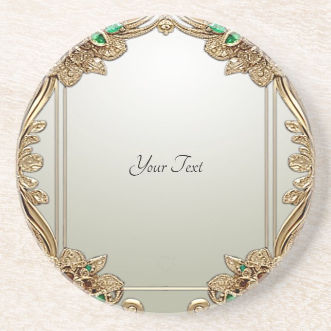 Elegant Guld Ornate Sandstone Underlägg (Framsidan)