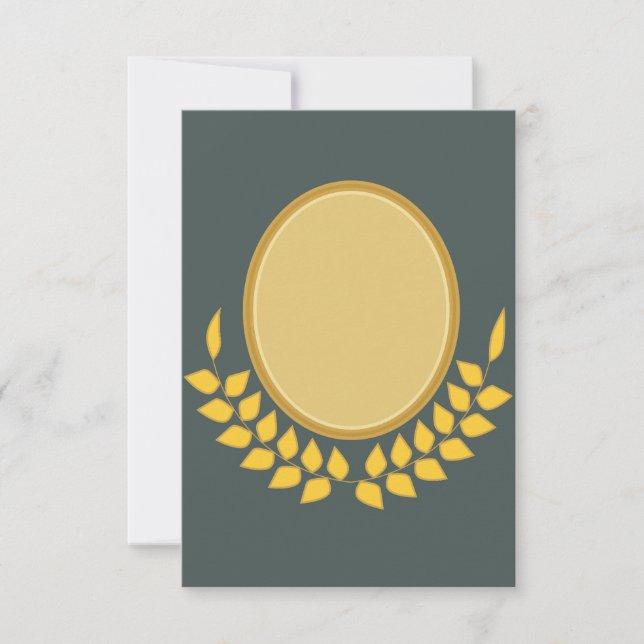 Elegant guld oval ram tom inbjudningskort (Framsida)