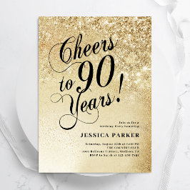 Elegant guld överraskning 90-årsdag inbjudningar