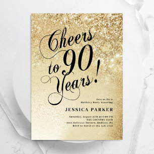 Elegant guld överraskning 90-årsdag inbjudningar