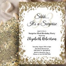Elegant guld överraskning 93-års födelsedagsinbjud