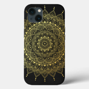 Elegant Guld på Soft Black Blommigt Henna Mandala
