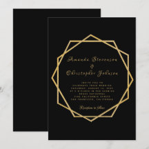 Elegant guld på svart modern geometrisk bröllop