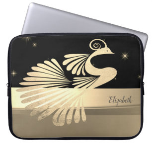 Elegant Guld Påfågel - Personlig Laptop Fodral