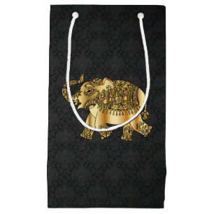 Elegant Guld Paisley Blommigt Elephant,Black Damas