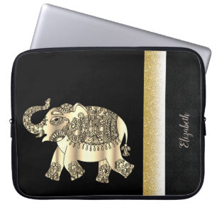 Elegant Guld Paisley Elephant,Damask-Personlig Laptop Fodral
