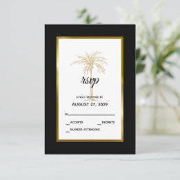 Elegant Guld Palmträd Modern Bröllop OSA Kort