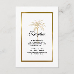 Elegant Guld Palmtrea Bröllopsmottagning Tilläggskort