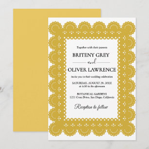 Elegant Guld Papel Picado gallring Inbjudningar