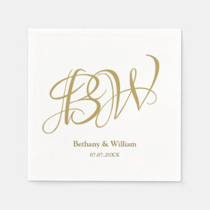 Elegant Guld Par Monogram Namn Initialer Napki Pappersservett