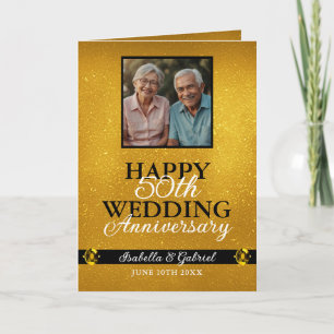 Elegant Guld Parents Foto 50-årsjubileum Kort