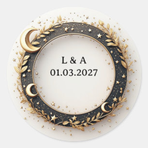 Elegant Guld Pärlkrans Tack Sticker Design Runt Klistermärke