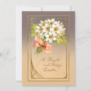 Elegant Guld Påsk Blommigt Julkort