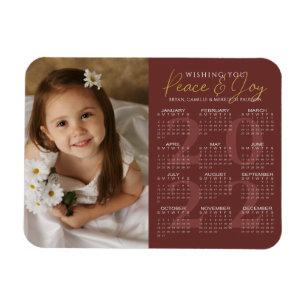 Elegant Guld PEACE och JOY 2022 Calendar Photo Magnet