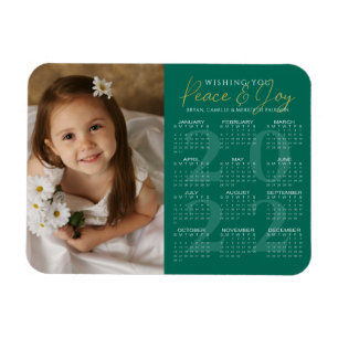 Elegant Guld PEACE och JOY 2022 Calendar Photo Magnet