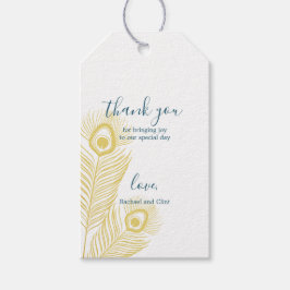 Elegant Guld Peacock Bröllop Tack Gift Märkres Presentetikett