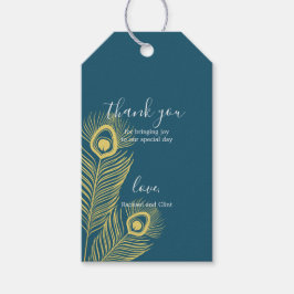 Elegant Guld Peacock Bröllop Tack Gift Märkres Presentetikett