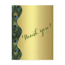 Elegant Guld Peacock Bröllop Tack