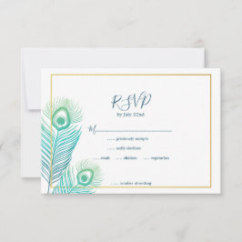 Elegant Guld Peacock Bröllops OSA-kort OSA Kort